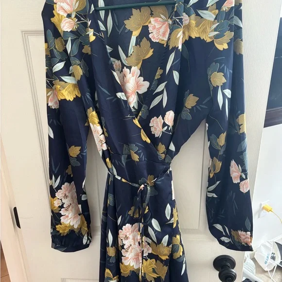 Lulu's Navy Floral Long Sleeve Dress - Picture 1 of 1